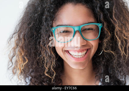 Portrait of teenage girl (16-17) wearing eyeglasses