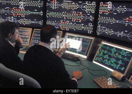 Bologne (Italie), la salle de commande de lignes ferroviaires à grande vitesse Banque D'Images