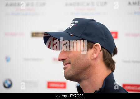 Portsmouth, Royaume-Uni. 23 juillet 2015. Sir Ben Khristine skipper de Land Rover au Royaume-Uni BAR défi dans les skippers conférence de presse le premier jour de l'America's Cup. Credit : MeonStock/Alamy Live News Banque D'Images