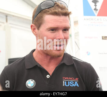 Southsea, Hampshire, Royaume-Uni. 23 juillet, 2015. Yachts de course sont arrivés au large de Southsea Common pour l'America's Cup World Series. Les skippers conférence de presse tenue au Centre des médias à l'Americas Cup Crédit : uknip/ Alamy Live News Banque D'Images