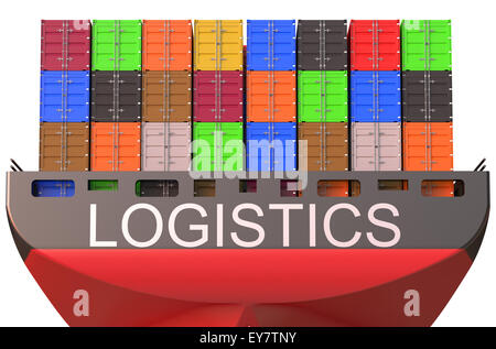 Porte-conteneurs, le fret concept isolé sur fond blanc Banque D'Images