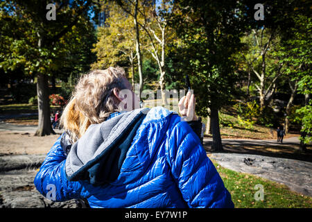 En selfies Central Park, New York, Manhattan Banque D'Images