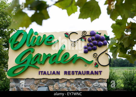 Un logo affiche à l'extérieur d'une Olive Garden restaurant location à Easton, Maryland le 18 juillet 2015. Banque D'Images