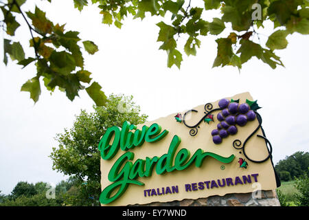 Un logo affiche à l'extérieur d'une Olive Garden restaurant location à Easton, Maryland le 18 juillet 2015. Banque D'Images