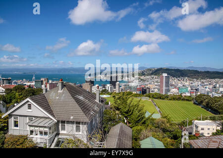 Vue depuis le jardin Botancial sur Wellington, Nouvelle-Zélande Banque D'Images