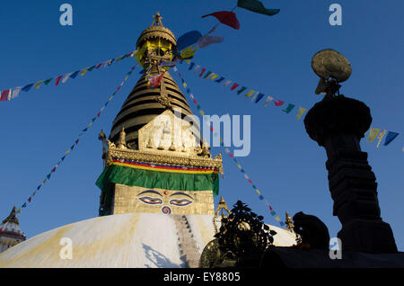 Temple de Swayambhunath à Khatmandu - le temple de singe Banque D'Images