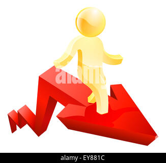 Concept d'affaires d'une entreprise personne debout sur une flèche Banque D'Images