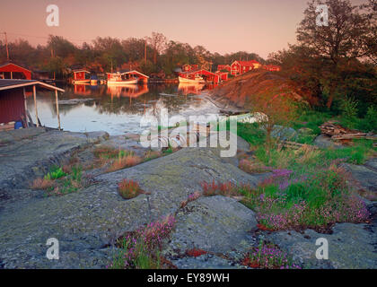 Hameau de pêcheurs à Handelop près de Munduk (Västervik) sur le long de la mer Baltique côte est de la Suède Banque D'Images