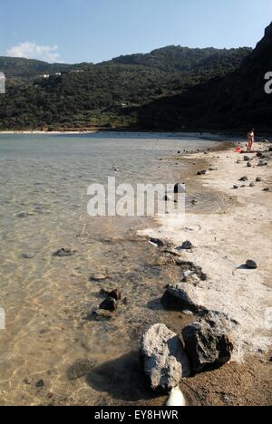 Île de Pantelleria (Sicile, Italie), le lac Miroir de Vénus, le lac volcanique avec bains de boue thermale Banque D'Images