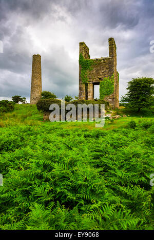 Maison à moteur papule Jenkin mine sur Bodmin Moor à laquais, Cornwall, Angleterre Banque D'Images