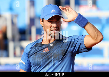 Umag, Croatie. 24 juillet, 2015. (Italie) Fabio Fognini durant la match Fognini v Sousa au 26e ATP Konzum Croatie Umag Open tournoi au Stadion Stella Maris, le 24 juillet 2015 à Umag. Credit : Andrea Spinelli/Alamy Live News Banque D'Images