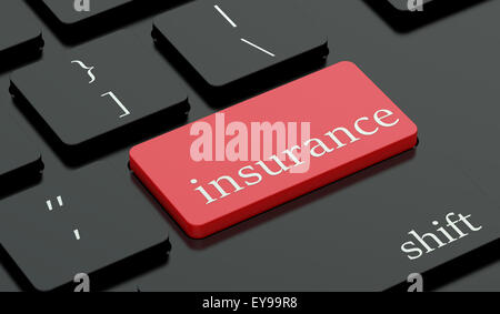 Concept d'assurance, red hot touche au clavier Banque D'Images