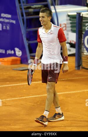 Umag, Croatie. 24 juillet, 2015. (Croatie) Borna Coric durant la match de simple Coricida v Bautista Agut au 26e ATP Konzum Croatie Umag Open tournoi au Stadion Stella Maris, le 24 juillet 2015 à Umag. Credit : Andrea Spinelli/Alamy Live News Banque D'Images