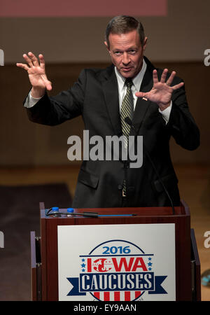 Des Moines, Iowa, USA. 24 juillet, 2015. Ancien gouverneur du Maryland et candidat à l'élection présidentielle 2016 MARTIN O'MALLEY parle de la plus grande des Moines au Forum de partenariat de l'état de l'Iowa le bâtiment historique.(Image Crédit : © Brian Cahn via fil Zuma Zuma) Crédit : Press, Inc./Alamy Live News Banque D'Images