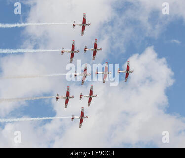 Les membres du PC-7 TEAM, l'équipe de démonstration aérienne des Forces aériennes suisses affichant au Royal 2015 AirTattoo International (RIAT). Banque D'Images