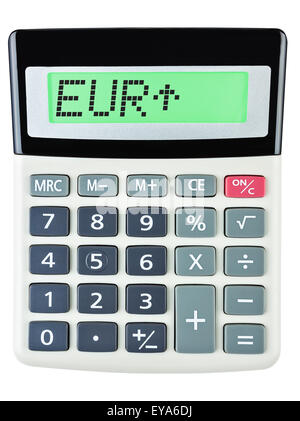 EUR Calculatrice avec sur l'affichage sur fond blanc Banque D'Images