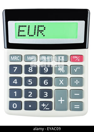 EUR Calculatrice avec sur l'affichage sur fond blanc Banque D'Images