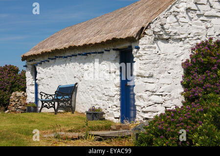 Thatch Cottage sur Malin Head sur la péninsule d'Inishowen, County Donegal, Ireland Banque D'Images