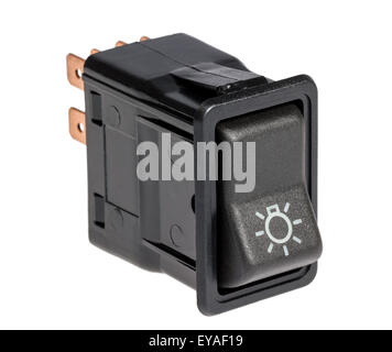 L'interrupteur de commande d'éclairage de voiture isolé sur fond blanc Banque D'Images