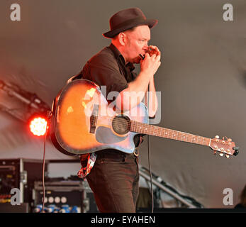 Festival WOMAD, Charlton Park, Wiltshire, Royaume-Uni. Le 25 juillet, 2015. Photo:Festival Womad Charlton Park Wiltshire:Delaney Davidson de Nouvelle-Zélande sur la scène EcoTricity Date25/07/2015 Ref : Crédit : charlie bryan/Alamy Live News Banque D'Images