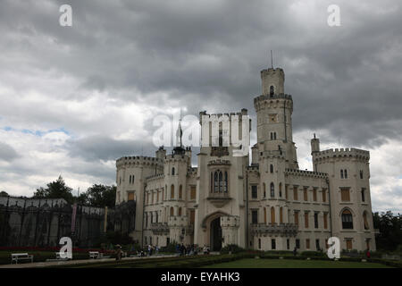 Château de Hluboka Hluboka nad Vltavou, en Bohême du Sud, en République tchèque. Banque D'Images