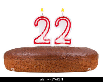 Gateau D Anniversaire Avec Des Bougies Numero 22 Isole Sur Fond Blanc Photo Stock Alamy