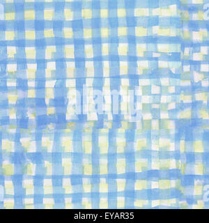 Lignes bleues et carrés aquarelle peint Motif. Fond transparent Banque D'Images