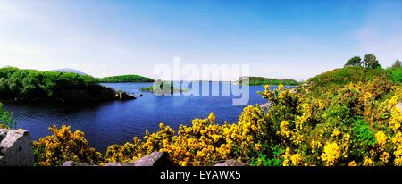 Lough Conn, Mayo, Irlande ; pont de bateaux Banque D'Images