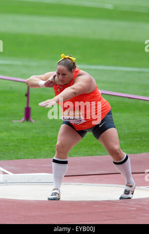 Londres, Royaume-Uni. Le 25 juillet, 2015. Jillian CAMARENA-WILLIAMS (USA) qui se font concurrence sur le lancer du poids, Diamond League jeux anniversaire Sainsbury's, Queen Elizabeth Olympic Park, Stratford, London, UK. Crédit : Simon Balson/Alamy Live News Banque D'Images