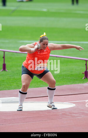 Londres, Royaume-Uni. Le 25 juillet, 2015. Jillian CAMARENA-WILLIAMS (USA) qui se font concurrence sur le lancer du poids, Diamond League jeux anniversaire Sainsbury's, Queen Elizabeth Olympic Park, Stratford, London, UK. Crédit : Simon Balson/Alamy Live News Banque D'Images