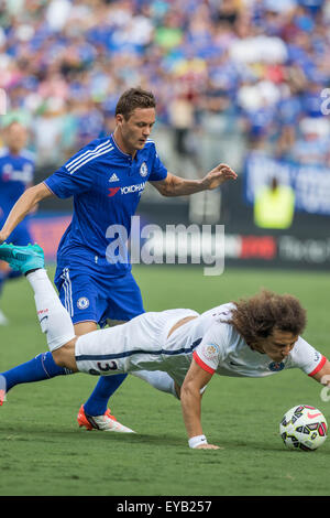 12 janvier 2014 - Charlotte, Caroline du Nord, USA - Paris Saint-Germain defender David Luiz (32) au cours de l'action correspond au stade Bank of America à Charlotte, NC. Chelsea continue de gagner 1 à 1 sur Paris Saint-Germain dans PKs (6 à 5) dans le match de la Coupe des Champions de l'International 2015. (Crédit Image : © Jason Walle via Zuma sur le fil) Banque D'Images