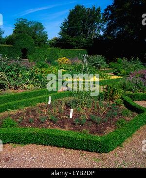 Kinoith House Gardens, Co Cork, Irlande ; Herb jardin entouré de haies de Banque D'Images