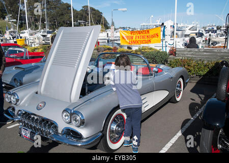 Sydney, Australie. 26 juillet, 2015. Photo Chevrolet Corvette Décapotable 1958 avec intérieur en cuir rouge. Modèle : crédit10/Alamy Live News Banque D'Images