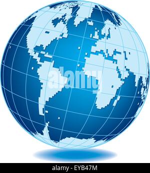 World globe simplifié isolé sur fond blanc Illustration de Vecteur