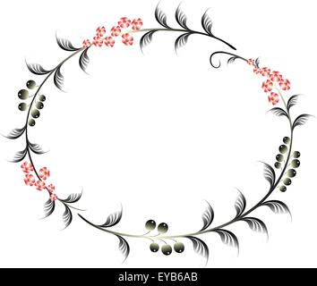Cadre dans la forme d'une ellipse de baies et de fleurs rouges. EPS10 vector illustration Illustration de Vecteur