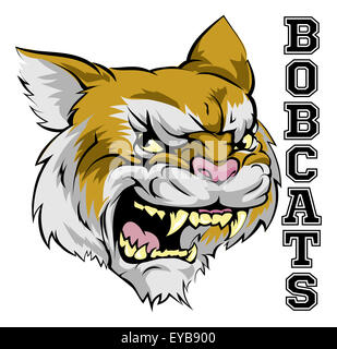Une illustration d'une mascotte de l'équipe sports bobcat cartoon avec le texte Le Lynx roux Banque D'Images