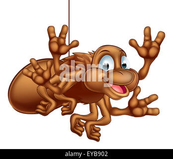 Une illustration d'un cute cartoon accroché à son site web spider Banque D'Images