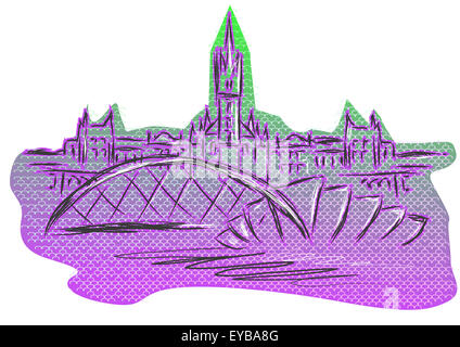 Glasgow. abstract silhouette de ville sur fond blanc Banque D'Images