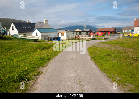 Maisons du village de règlement crofting Bhatarsaigh, Vatersay, Barra, îles Hébrides, Ecosse, Royaume-Uni Banque D'Images