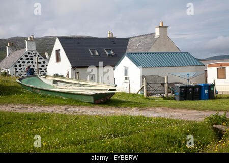 Maisons du village de règlement crofting Bhatarsaigh, Vatersay, Barra, îles Hébrides, Ecosse, Royaume-Uni Banque D'Images