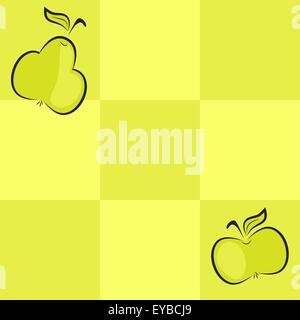 Checkered Background transparent avec pomme et poire Illustration de Vecteur