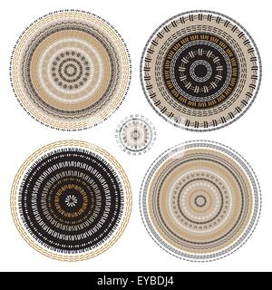 Modèle circulaire dessiné à la main. Jeu de Mandala. Illustration de Vecteur