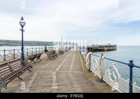 Jetée victorienne à Swanage, à l'île de Purbeck sur la côte jurassique, Dorset, au sud-ouest de l'Angleterre Banque D'Images