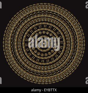 Modèle circulaire dessiné à la main. Mandala d'or. Illustration de Vecteur