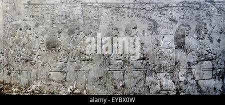 Louxor, Egypte : reliefs de la tombe de Ramosé (TT55) XVIII° dyn.,de tombes des nobles dans le village de Cheikh Abd el-Kurna. Banque D'Images