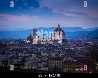 La cathédrale de Florence dans la nuit. Florence, Italie. Banque D'Images