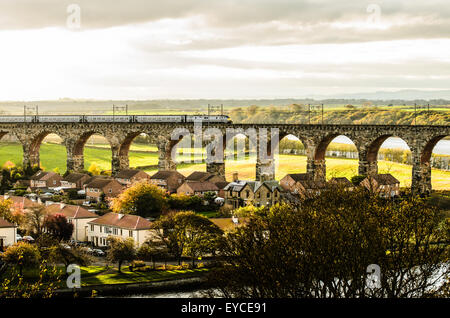 Traverser la frontière Royal train pont à Berwick upon Tweed Banque D'Images