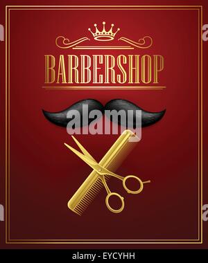 Poster un barbier bienvenue. Vector Illustration Illustration de Vecteur