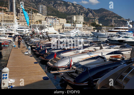 Monaco, Monte-Carlo, 25.09.2008 : Yacht Show, Port Hercule, yacht de luxe, Etats-Uni, Piscine, Hirondelle, riva bateaux Banque D'Images