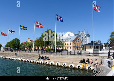 Université et port de Visby, à l'île de Gotland, Suède Banque D'Images